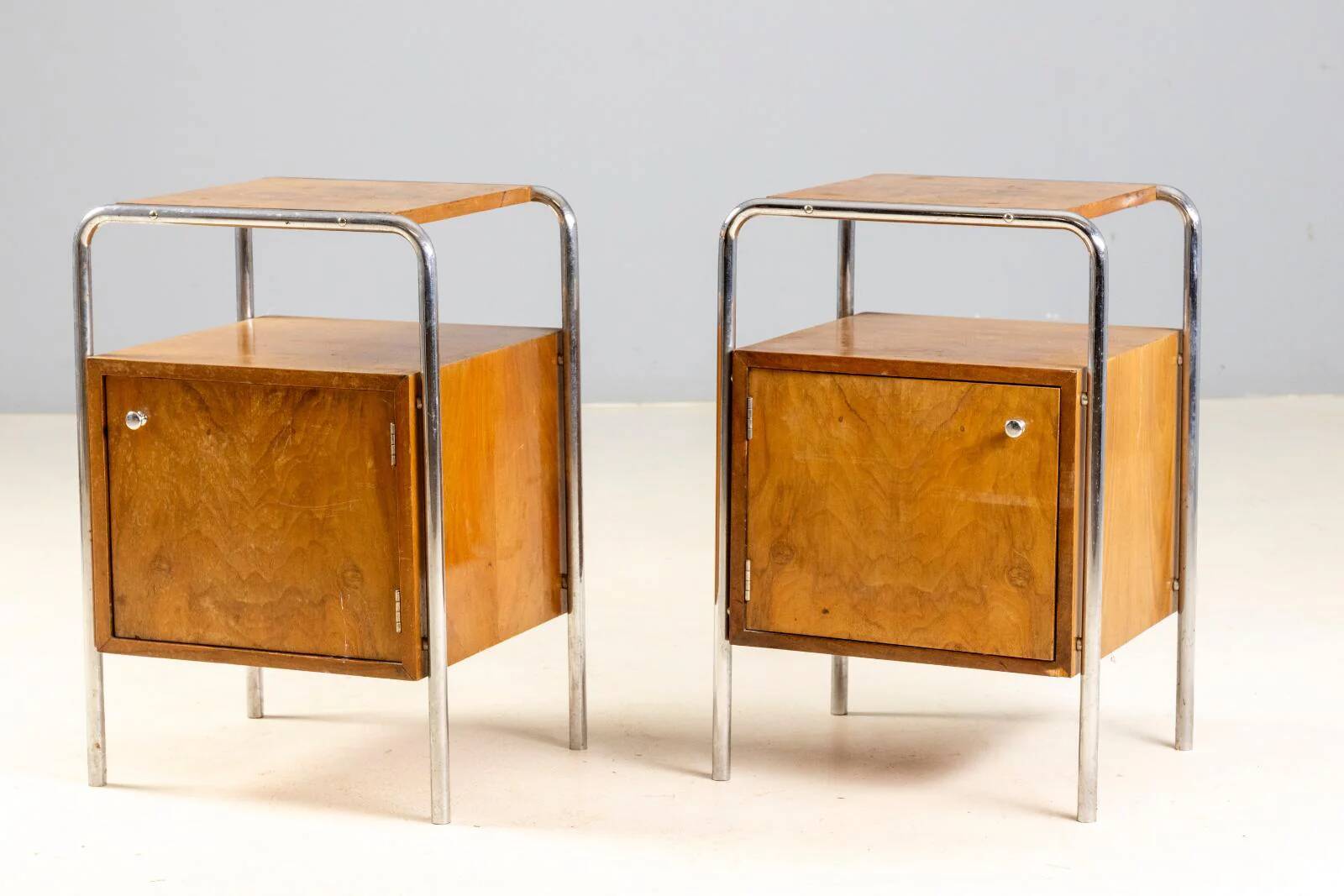 Pair of bedside tables, 1930s–1940s, Czechoslovakia