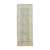 Traditional green cream ziegler rug, oriental floral wool rug-70x190cm