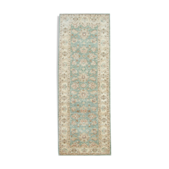 Traditional green cream ziegler rug, oriental floral wool rug-70x190cm