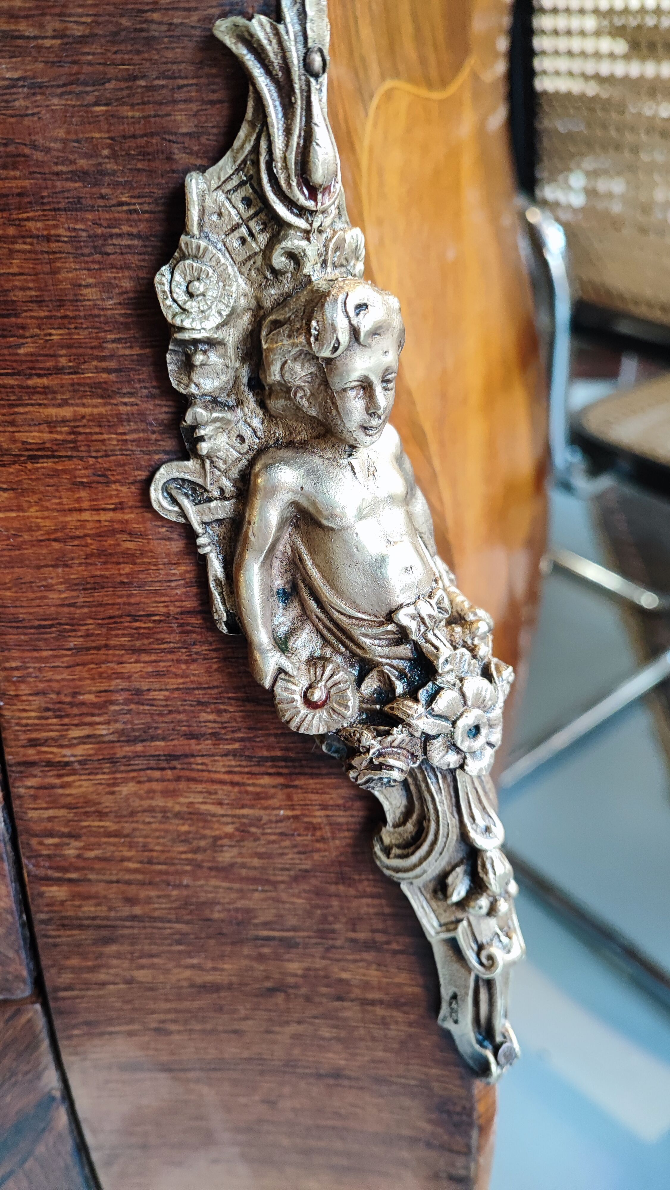 Louis XV dresser curved brown marble and bronze 1900