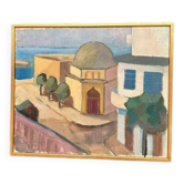 Huile sur toile originale suédoise – “Rhodes” par L. Wilton – Datée de 1962