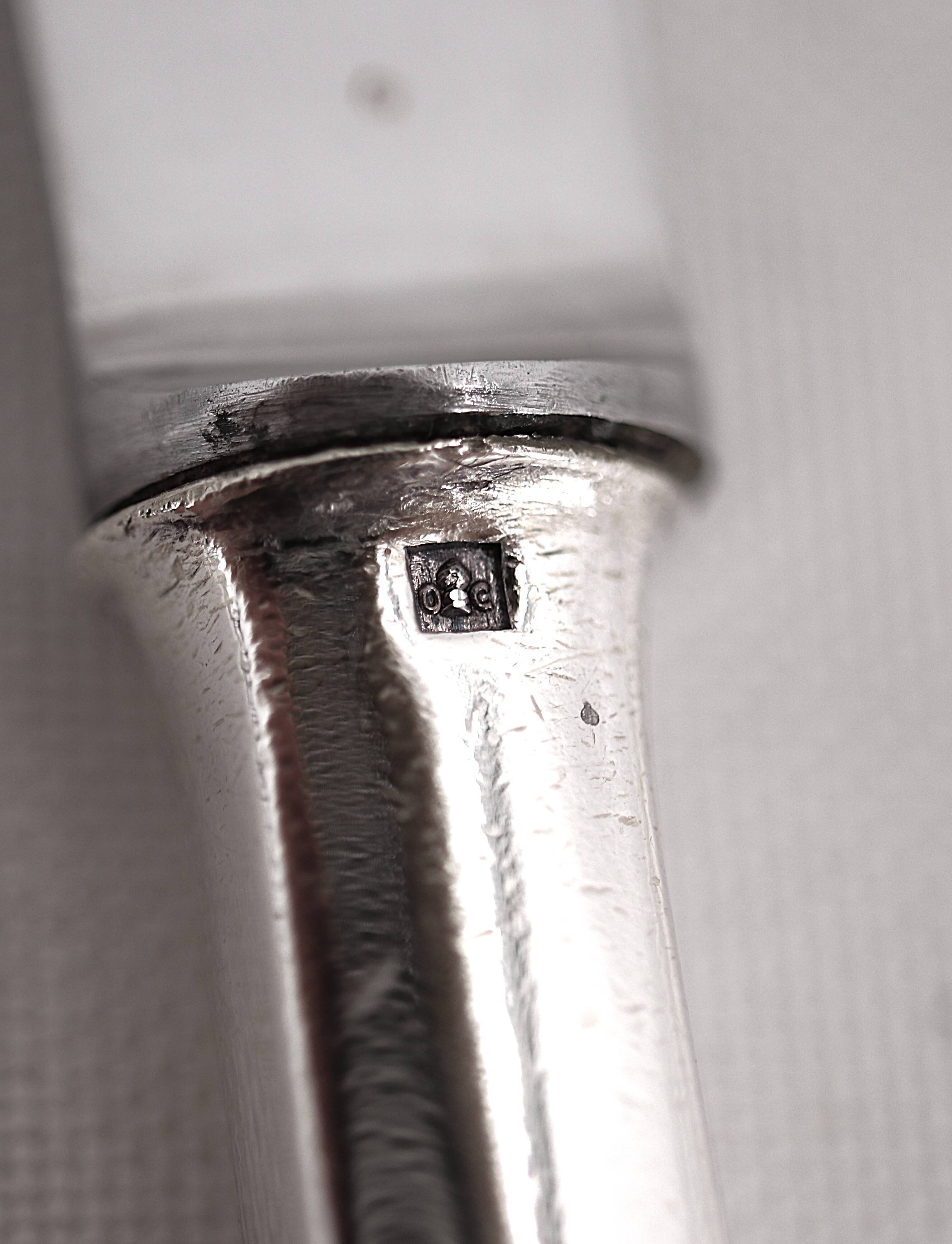 Christofle model Dax, 6 dessert, cheese, and side knives, silver metal.