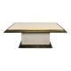 1980s coffee table made of brass tubes and laminate.