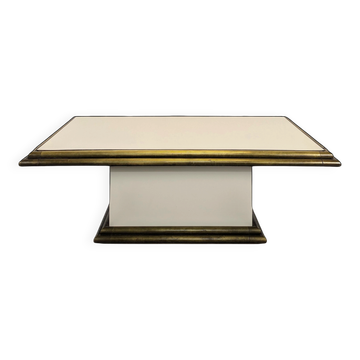 1980s coffee table made of brass tubes and laminate.