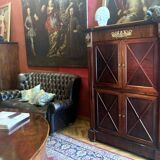 Cabinet, wardrobe or mahogany and ormolu wine bar in French Empire style with four doors.