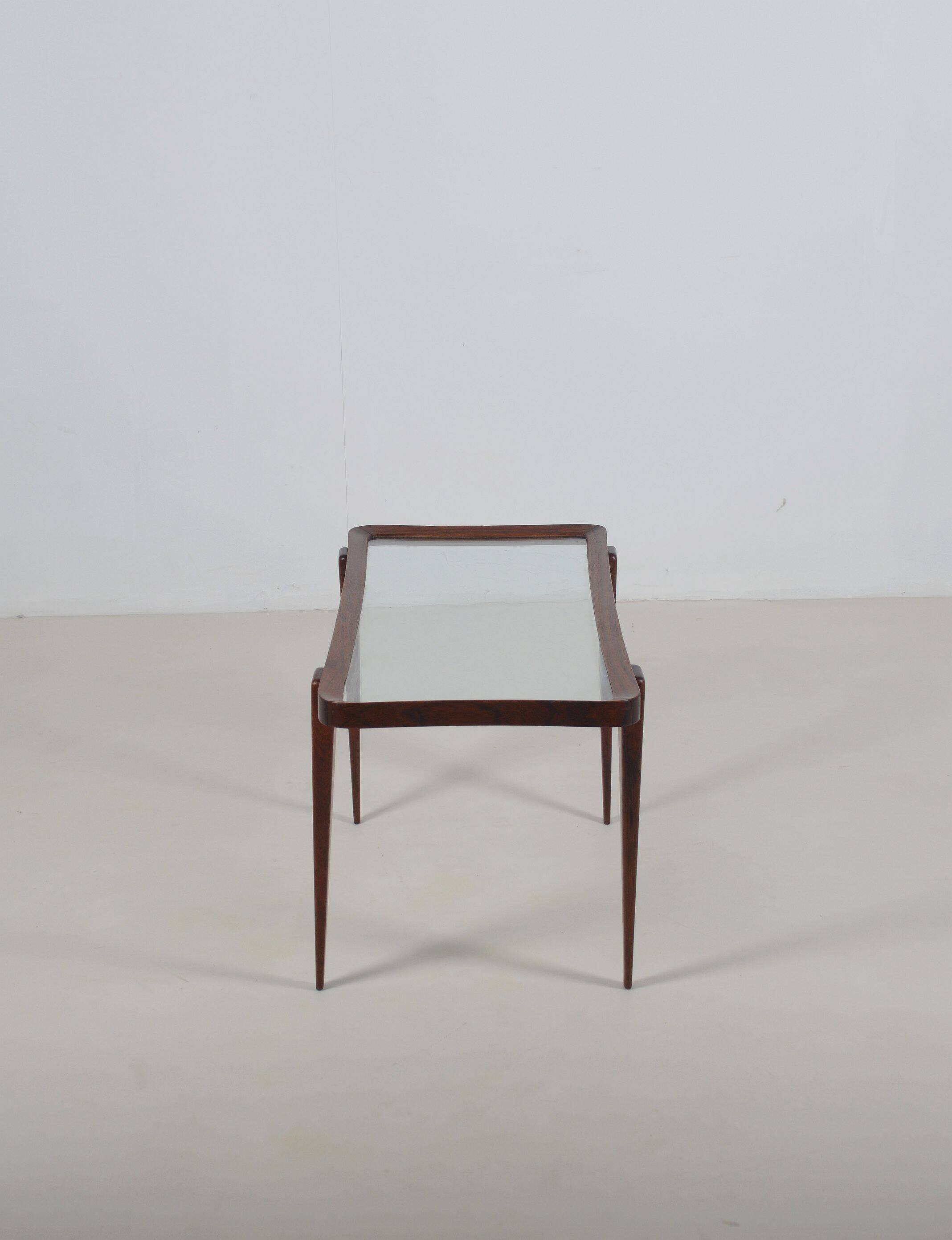 Italian coffee table with glass top in the style of Ico Parisi, 1950s