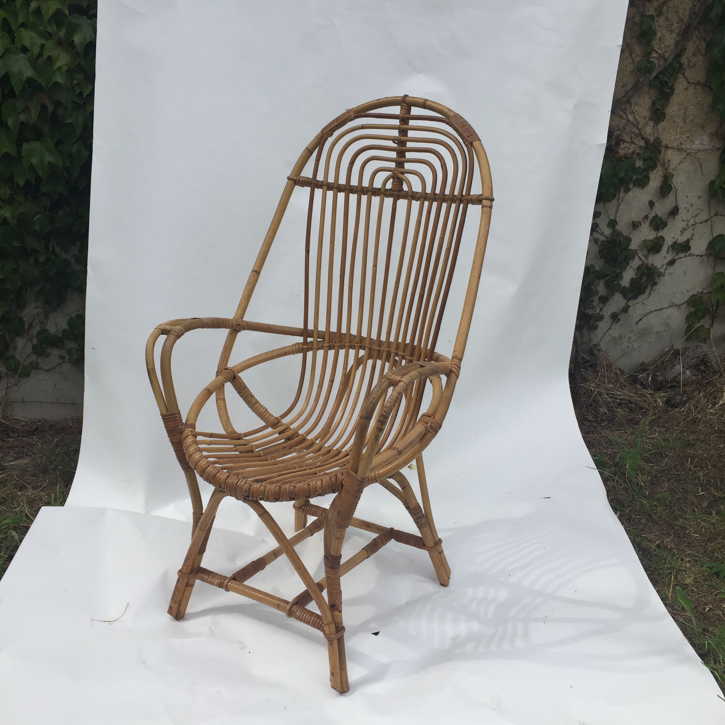 Pair of rattan armchairs