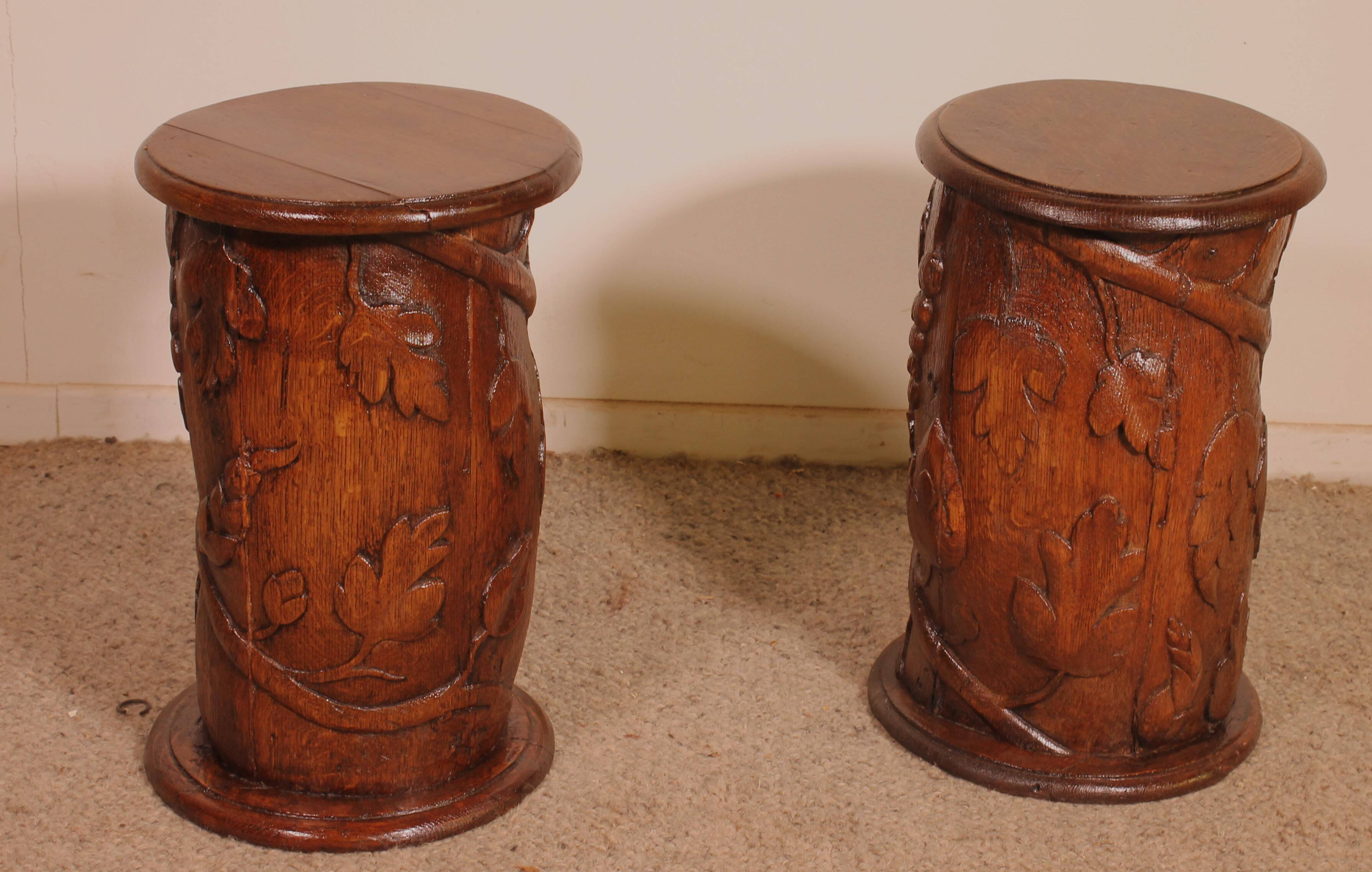 pair of 17th century oak bedside tables or sofa ends