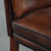 Comfortable set of 2 sheep leather dining chairs with character