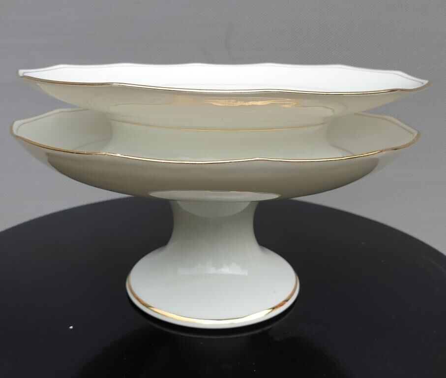Pair two-course cake dishes Louroux Foecy vintage