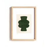 Duo of paintings on paper - pow and mood - dark green - signed eawy