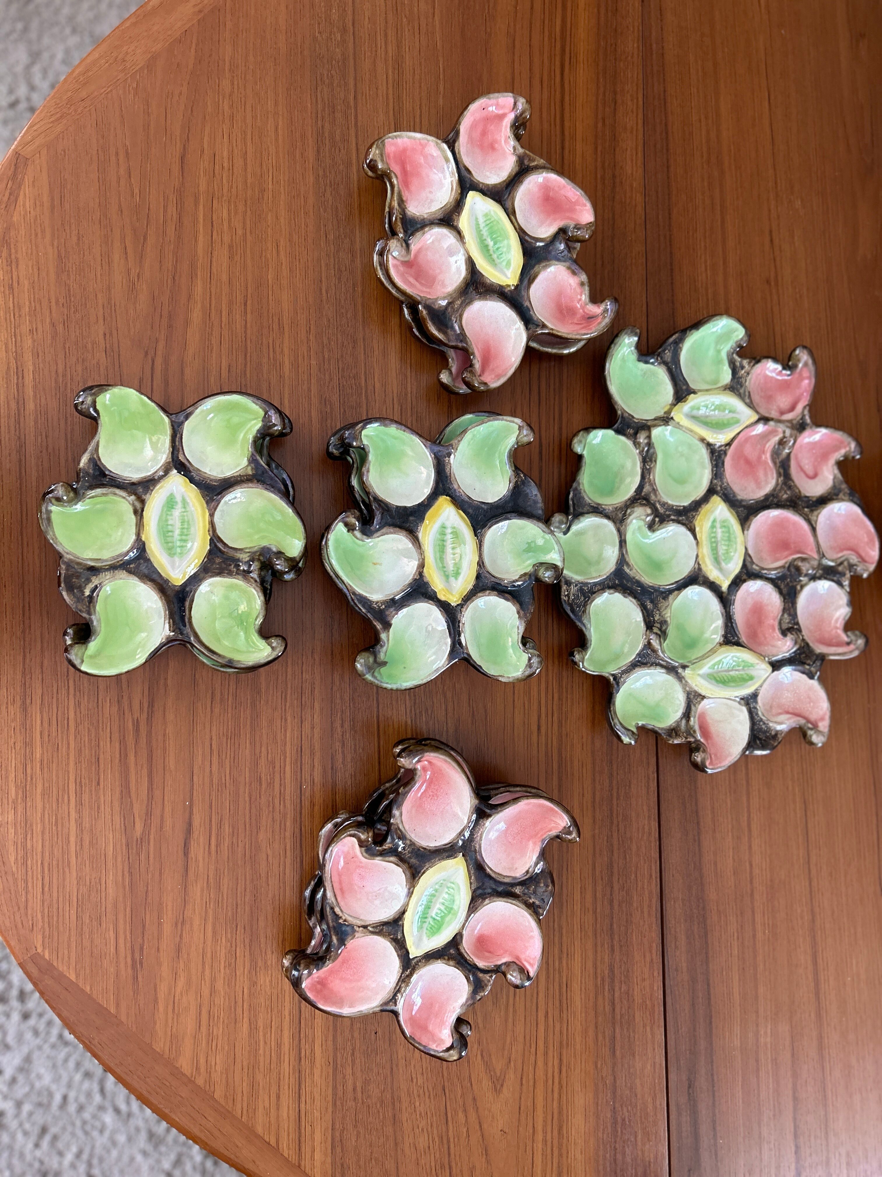 Vallauris majolica ceramic oyster set 1950