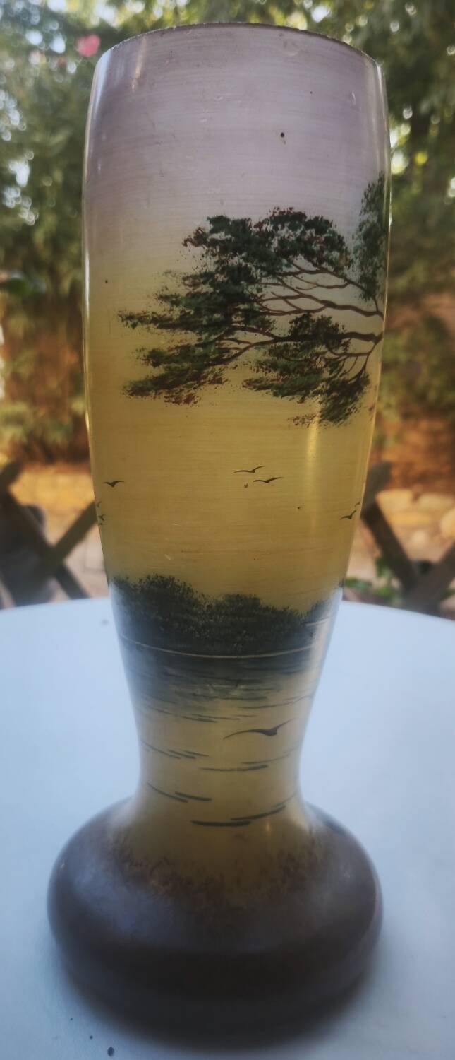 Vase with lake decoration signed Michel
