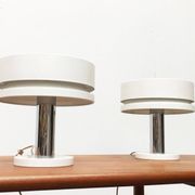 Minimalist table lamps from the German mid-century space age by Kaiser Idell / Kaiser Leuchten, 1960s, set of 2.