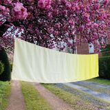 Belgian Linen Tablecloth Embroidered, Yellow Tyedie