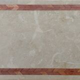 Character coffee table in stone marquetry and black metal.