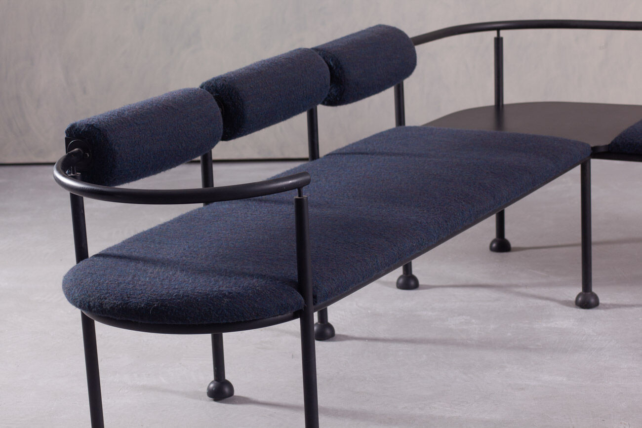 Postmodern steel and fabric bench, Italy, 1990s