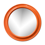 Mirror with round frame in orange molded plastic by carrara & matta, 1974