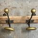 Porte manteau 2 patères en bois, fer et laiton