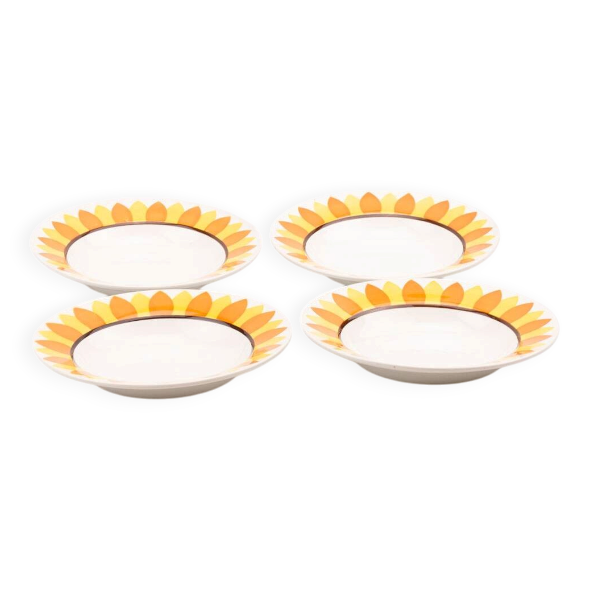 Service 4 assiettes creuses faïence Digoin Sarreguemines modèle Tournesol