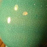 large living room lamp in cracked turquoise blue ceramic 1970 to 80, h53x40 elec ok