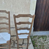 Set of 4 antique straw-seated chairs