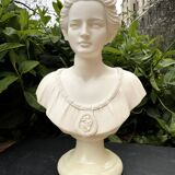 Alabaster bust of a woman signed Arnaldo Giannelli dated 1980.
