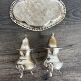 Vintage Salt and Pepper Shaker Set on Tray