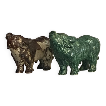 One-of-a-kind monumental pair: ultra-rare knud kyhn water buffaloes –