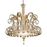 Venetian White and Gold Murano Style Glass Chandelier