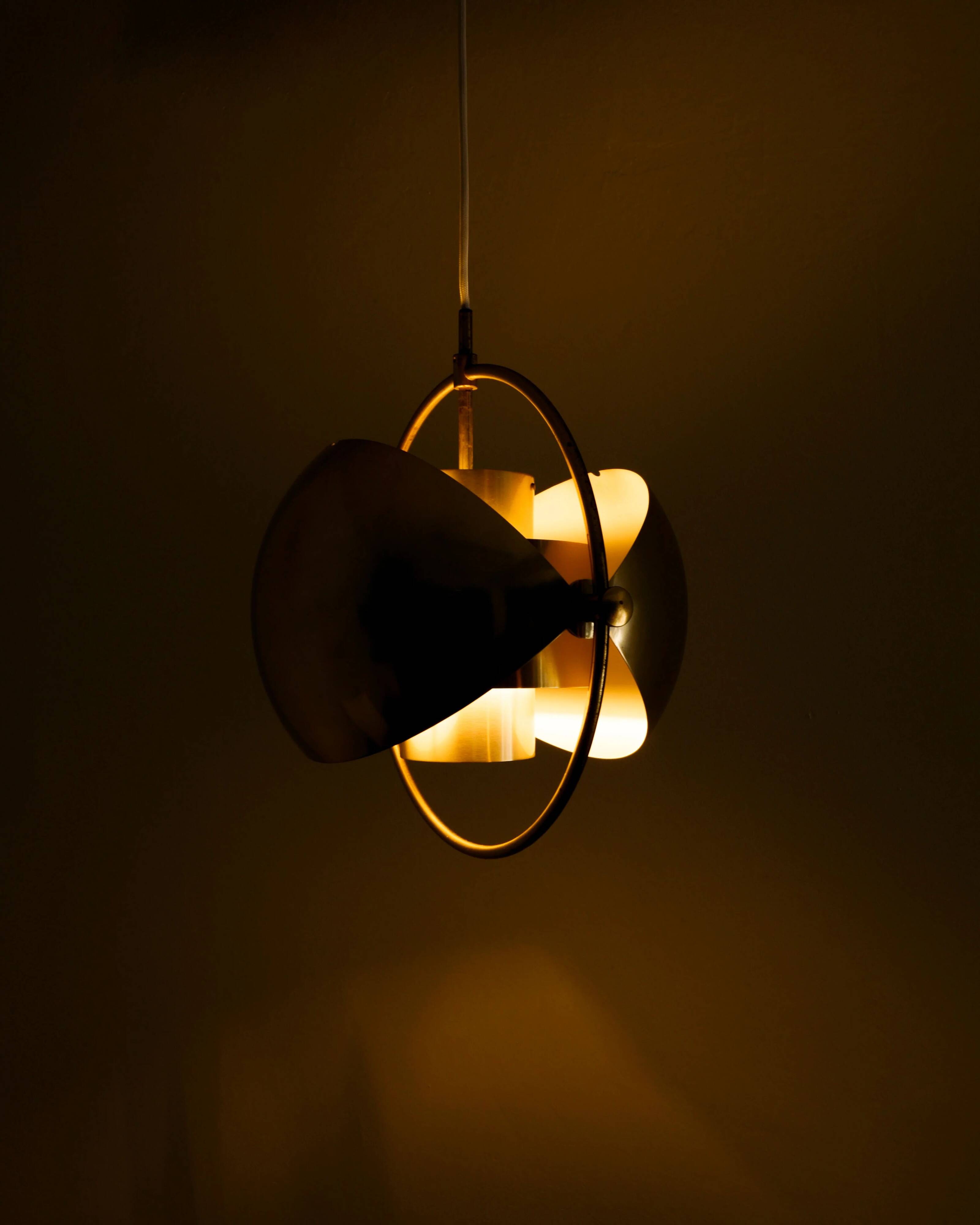 Vintage Danish Mid Century Louis Weisdorf "Multi Lite" Brass Pendant, 1960s