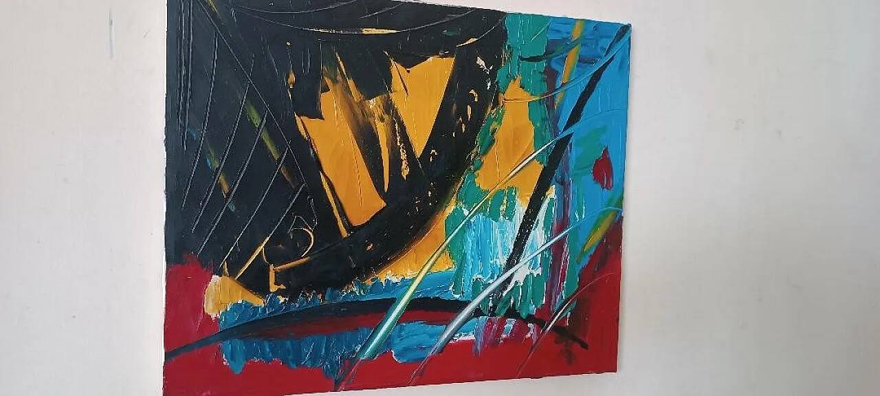 Abstract painting by Simone Ciani, oil on canvas, 20th century