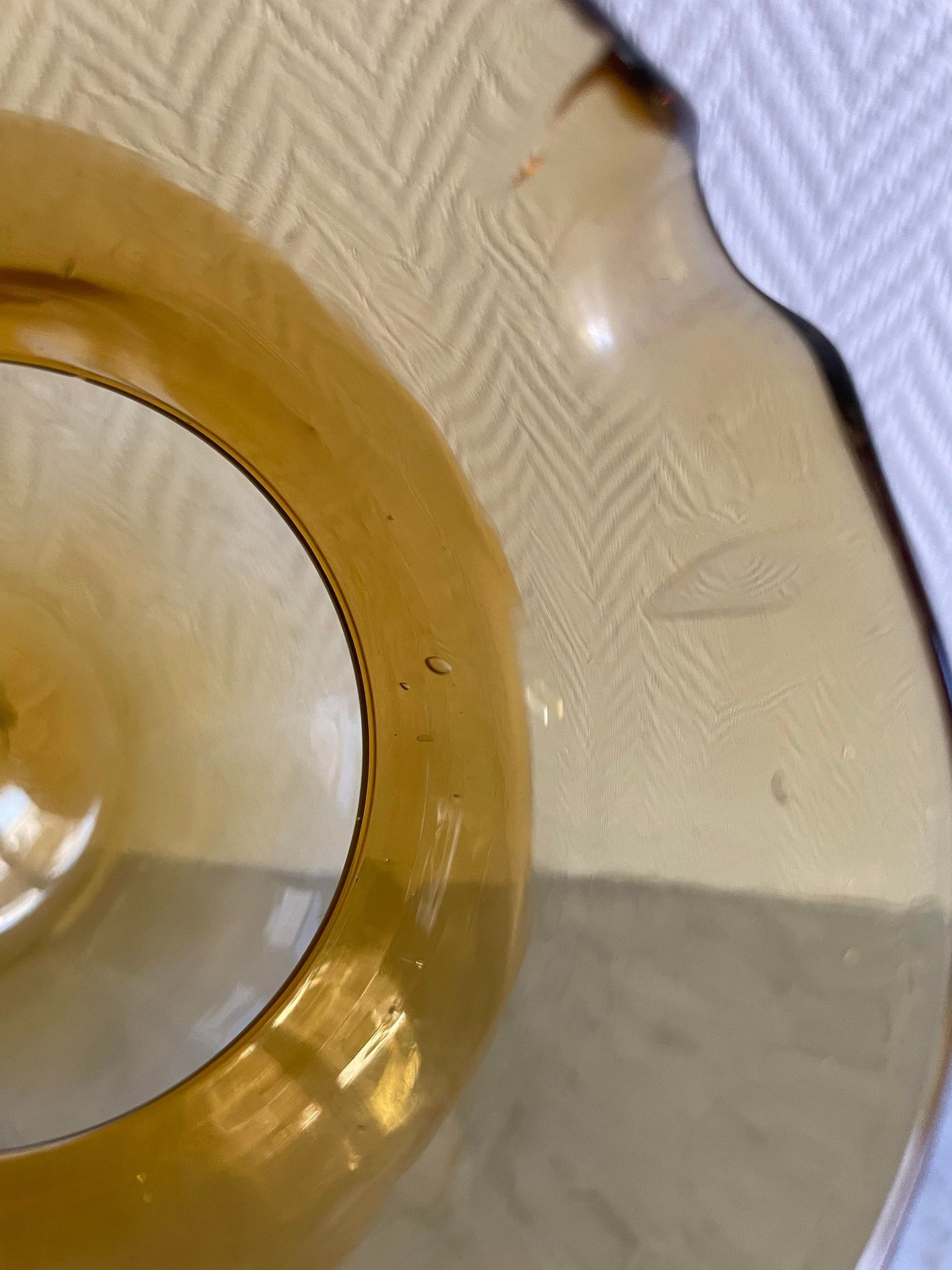 Ochre yellow blown glass decanter