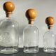 BOUTEILLES Verre Gravé et Bois VINTAGE