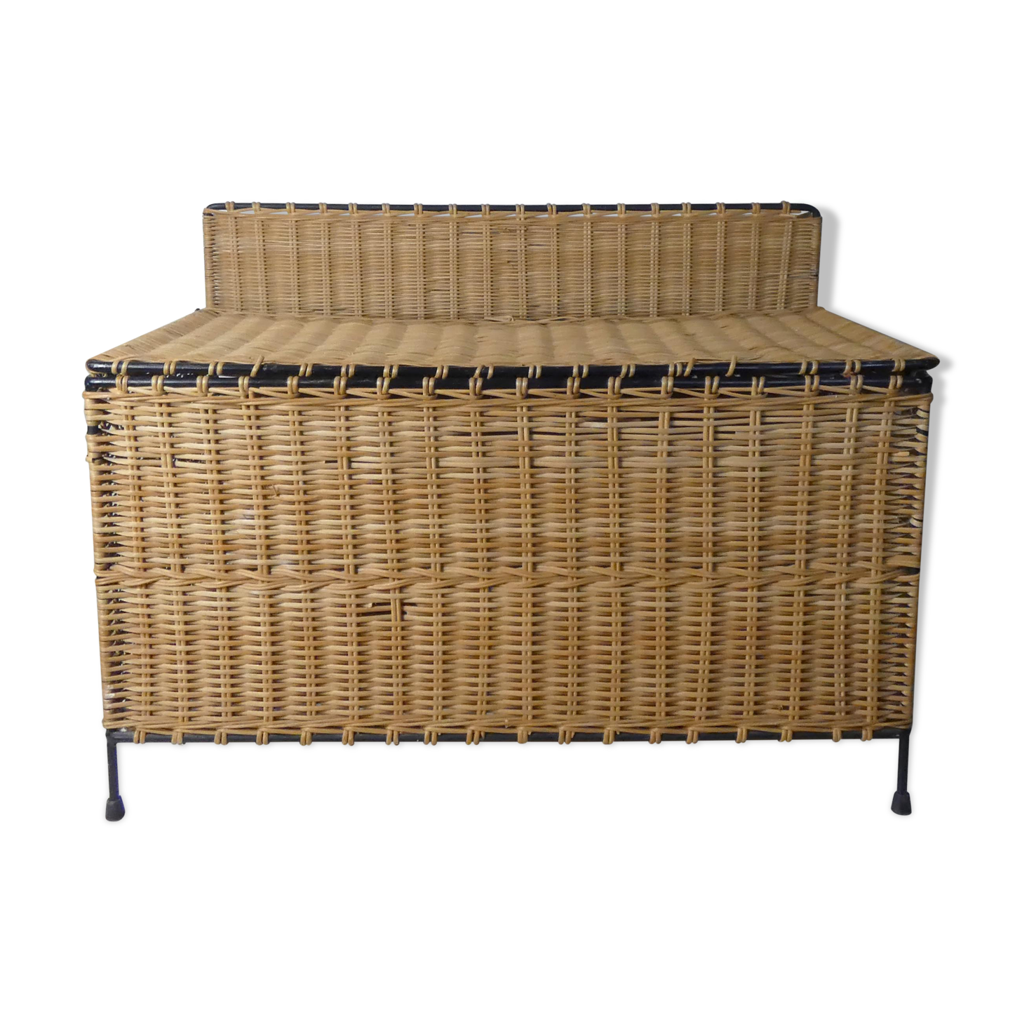 Rattan and metal chest
