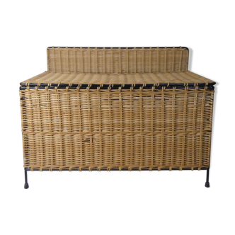 Rattan and metal chest