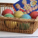 Set of 7 croquet wood balls
