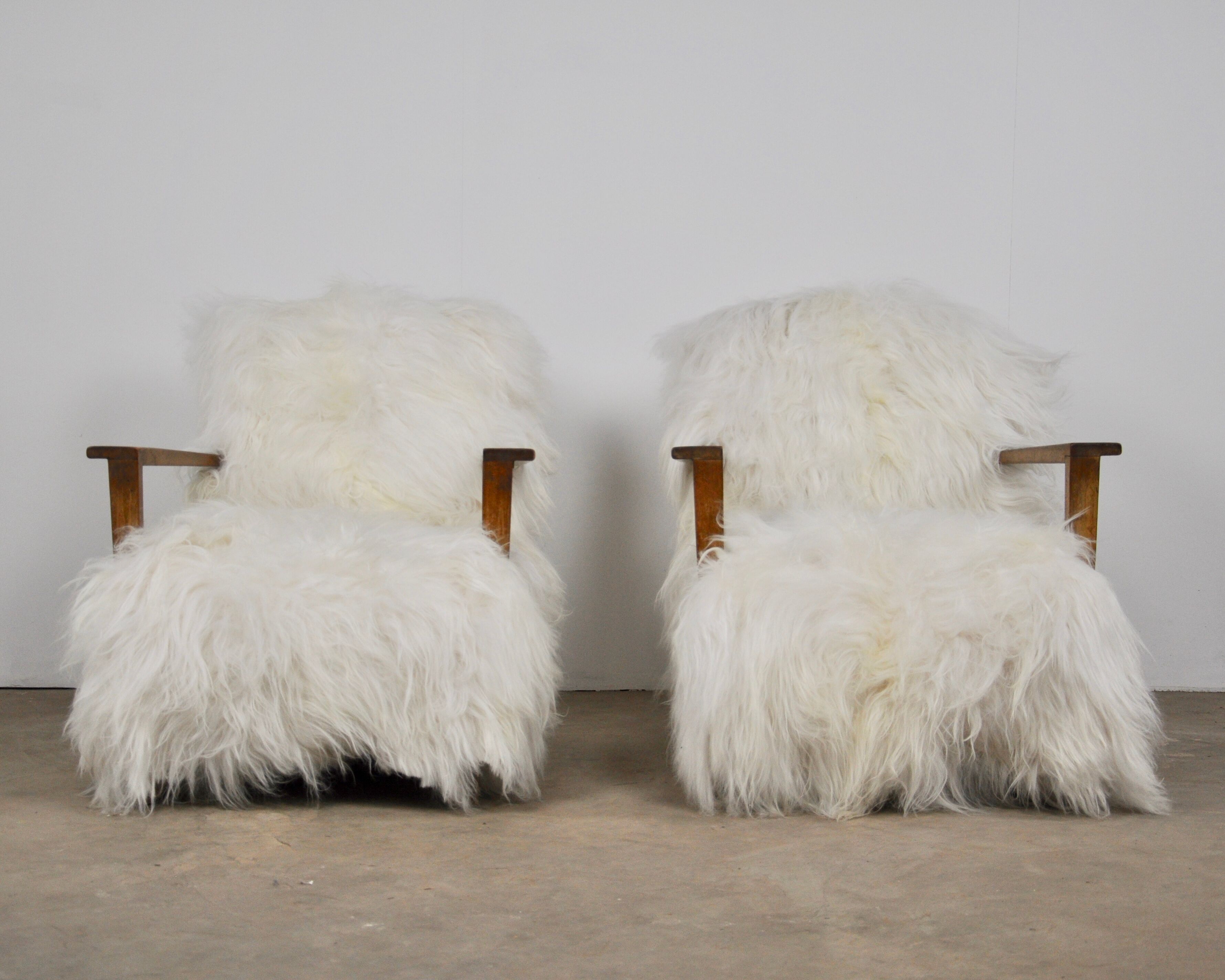 Pair of 1960s Sheepskin armchair