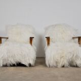 Pair of 1960s Sheepskin armchair