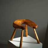 Wabi Sabi stool in solid pine, handmade by a Swedish carpenter, 1950s.