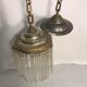 Old brass hanging cylindrical vintage glass pampilles