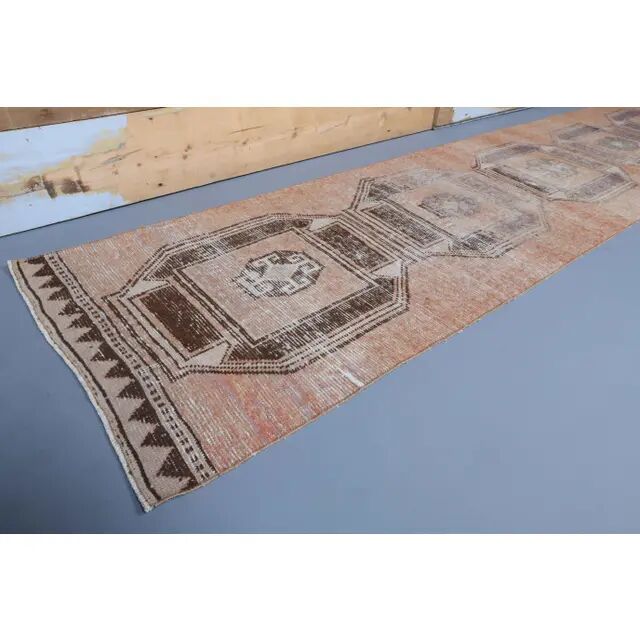 Vintage Orange Natural Turkish Hand-Knotted Runner 80x329
