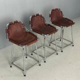 3x Leather Bar Stool for Les Arc Ski Resort, Selected by Charlotte Perriand