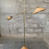 Italian Adjustable Floor Lamp in Pencil Reed, Bamboo, Rattan and Brass, 1970s