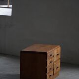 Mid-20th century Art Deco chest of drawers in pine with metal handles, 1940s.