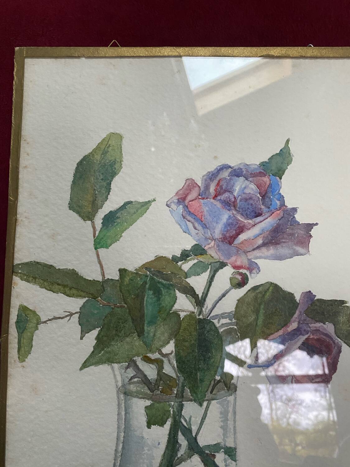Large vintage watercolor "bouquet of roses"