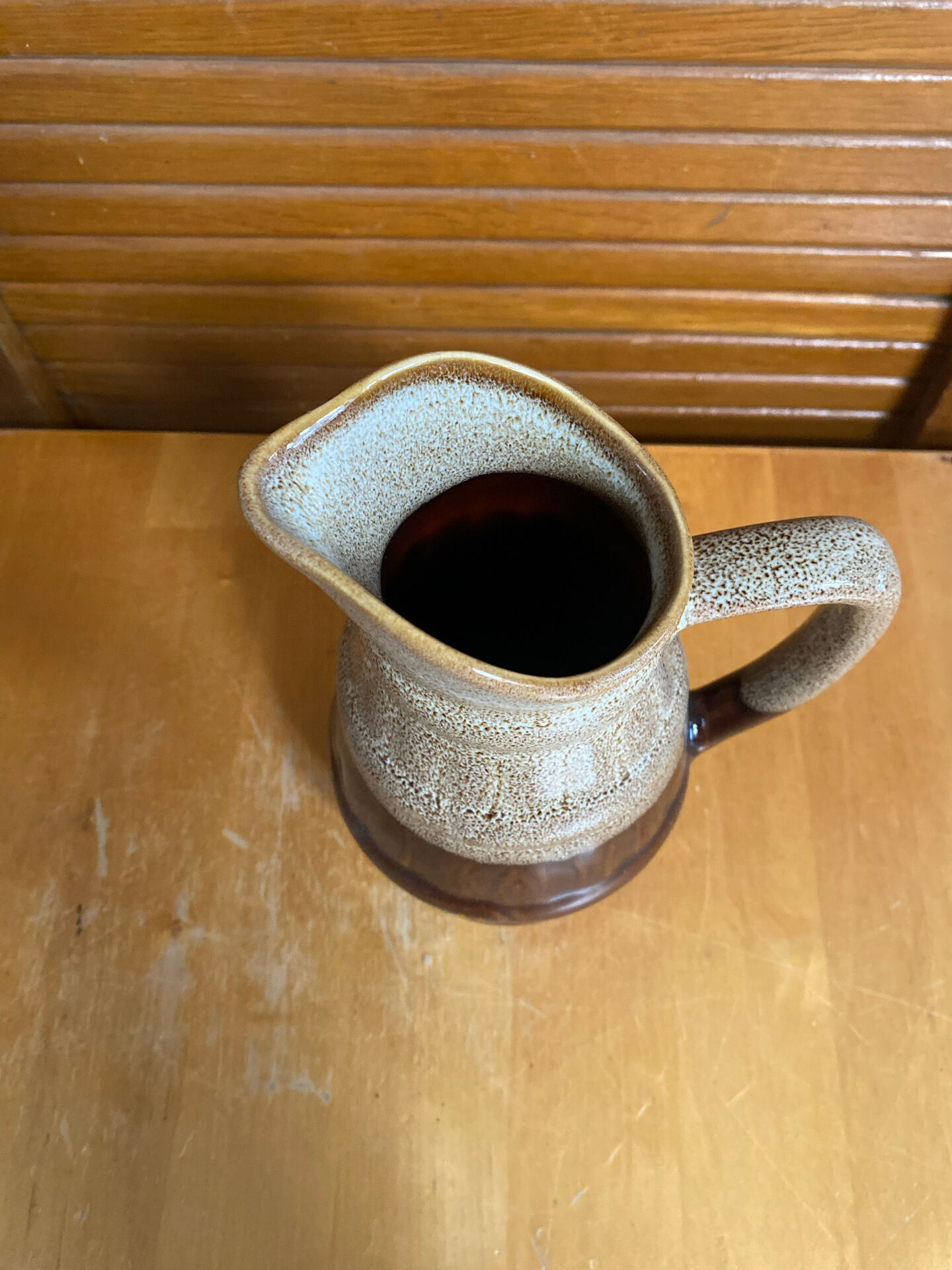 Vintage flamed ceramic barrel-shaped pitcher by revol, 0.5l