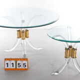 Hollywood regency coffee table with plexiglas side table, 1970 italy