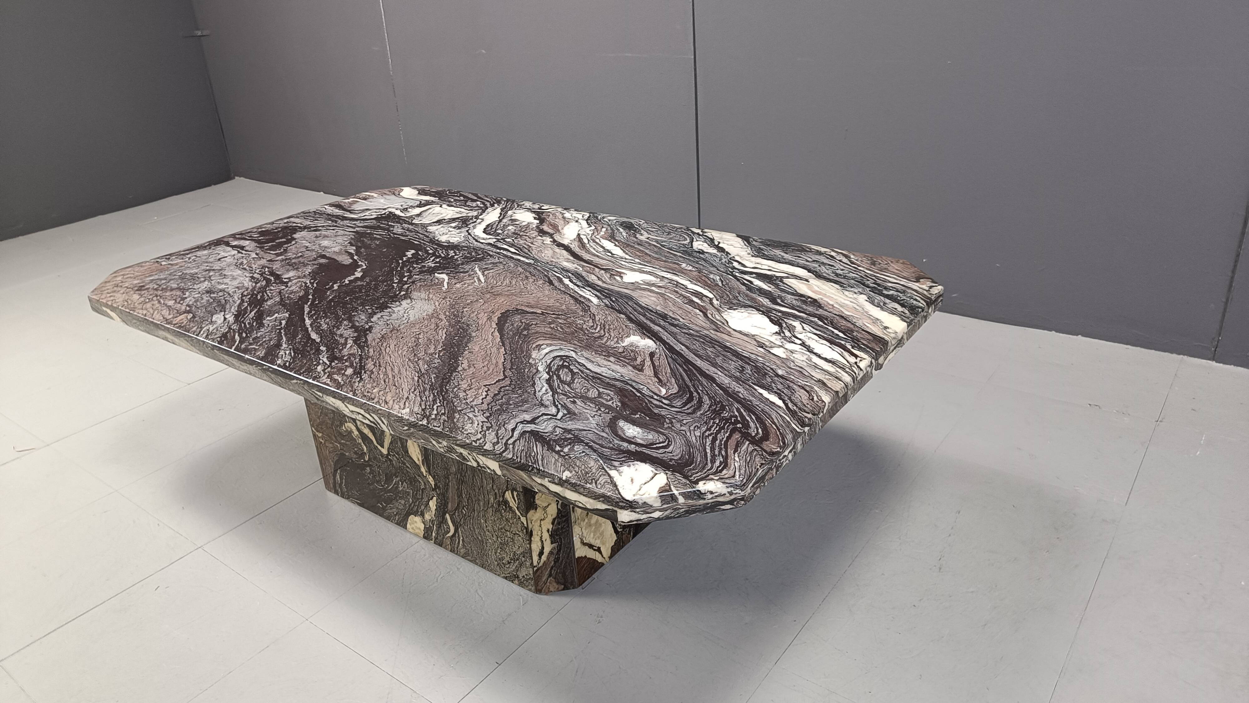 Vintage grey marble coffee table, 1970s