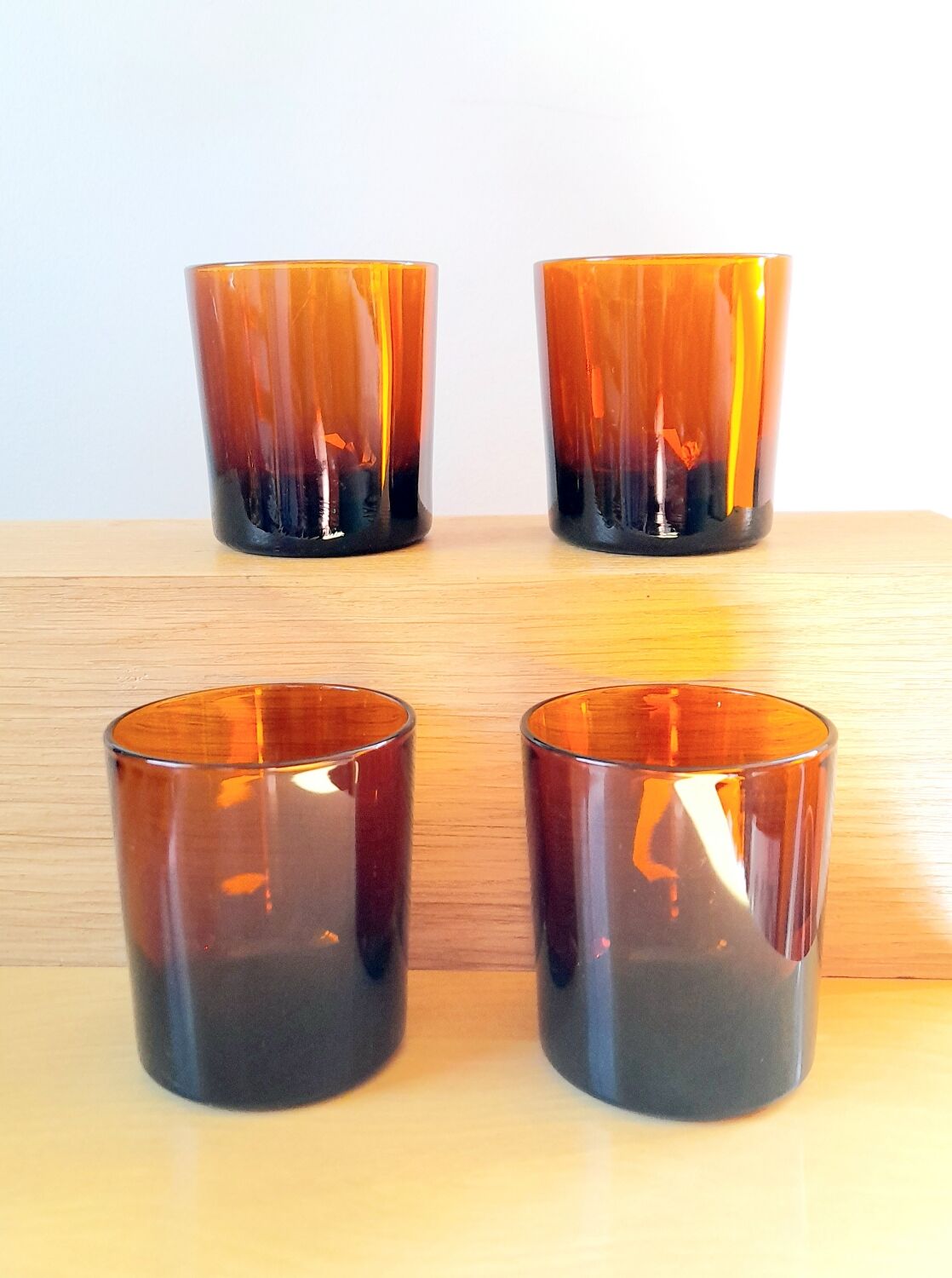 Lot de 4 verres ambrés Lever 70s